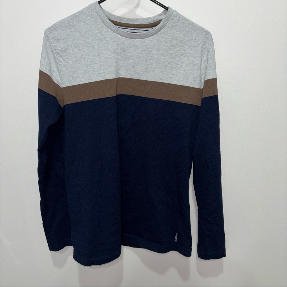Denim & Flower Striped Color Block Shirt